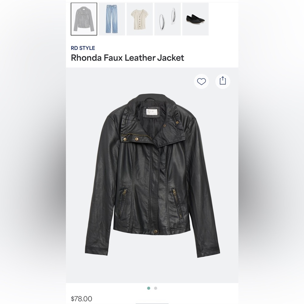 RD Style Black Faux Leather Jacket EUC